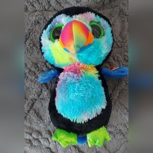 Ty Beanie Boo Beaks Plush Toucan Stuffie- Black, Blue, Green, Yellow, Pink